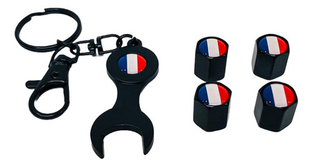 Juego Tapitas De Valvula Deportiva Bandera Francia Negra 0