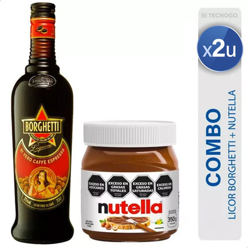 Combo X2 Licor Fino De Cafe Borghetti + Chocolate Nutella 0