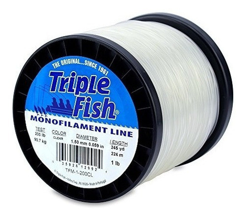 Triple Fish Mono Line, Prueba De 200 Lb (90,7 Kg), 0,059 Pul 0