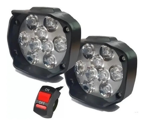 Par Faro Auxiliar Moto 9 Led Super Potente + Tecla Moto 0