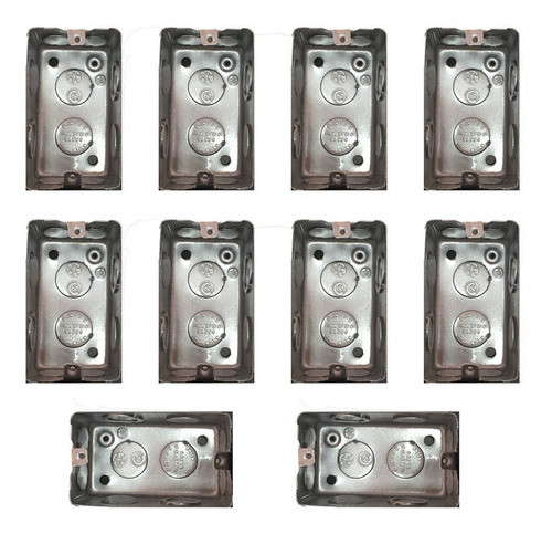 Combo 10 Cajas Chapa Electricidad 5x10 Luz Rectangulares 0