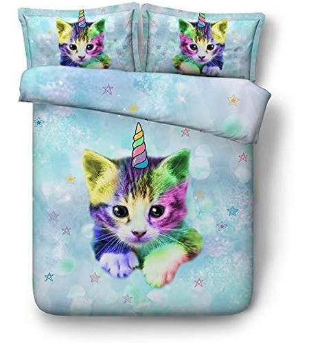 Juegos De Ropa De Cama Para Niños Con Estampado De Gato Hyuk 0