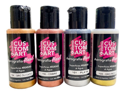 Pintura Aerografia Eterna Hard Metalizada Sup Rigida 50ml X4 0