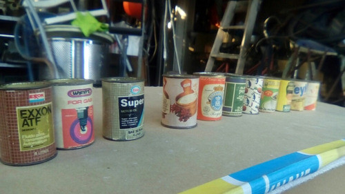 Antiguas Latas Miniaturas Colección Esso Texaco Conservas 0