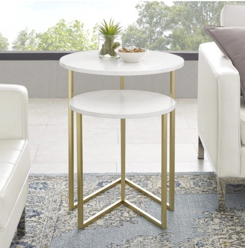 Mesa Nido Circular En V Estilo Industrial 0