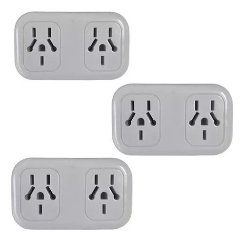 Set X3 Adaptador Enchufe Ficha Doble Multitoma Color Blanco 0