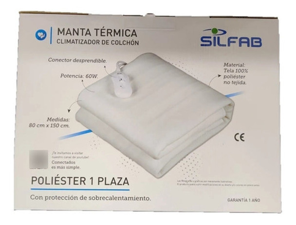 Manta Calienta Cama Termica Silfab Frazada Electrica-1 Plaza 0