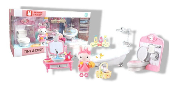Baño Completo Con Conejo Familia Conejito Coleccionable 0 Baño Completo Con Conejo Familia Conejito Coleccionable 0