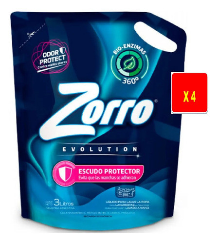 Jabón Liquido Nuevo Zorro Evolution X 4 Unidades 0