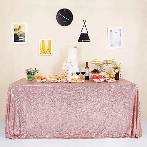 Mantel Gfcc Rectangular Con Lentejuelas Brillantes Para Boda 0