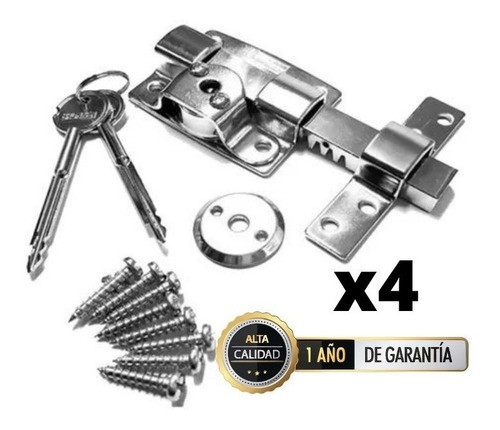 Cerradura Pasador Cerrojo De Seguridad Misma Llave.! X4 0