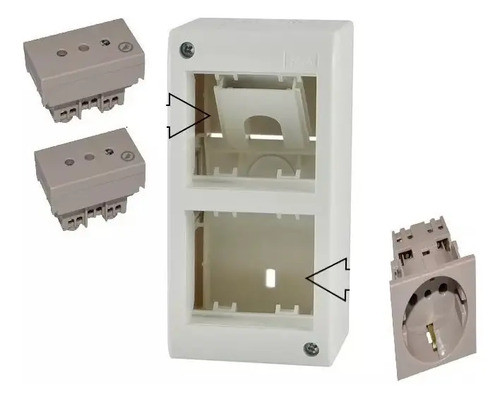 Caja Richi 4 Módulos Con 2 Toma Modular Y 1 Toma Schuko 0
