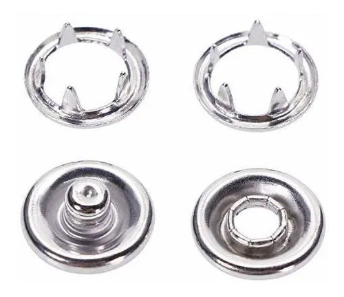 Broches De Presion Doble Aro 9.5mm Plateado X50sets 0