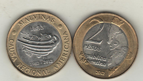Argentina Moneda Malvinas 2 Pesos Año 2012 - Sin Circular! 0
