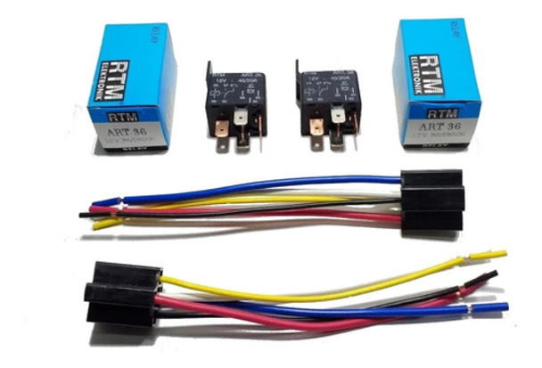 Kit Dos Relays Inversores Marca Rtm Y Dos Zocalos 5 Cables 0