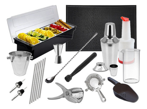 Set De Coctelería Barman Coctelera Jigger Cuchara #1 0