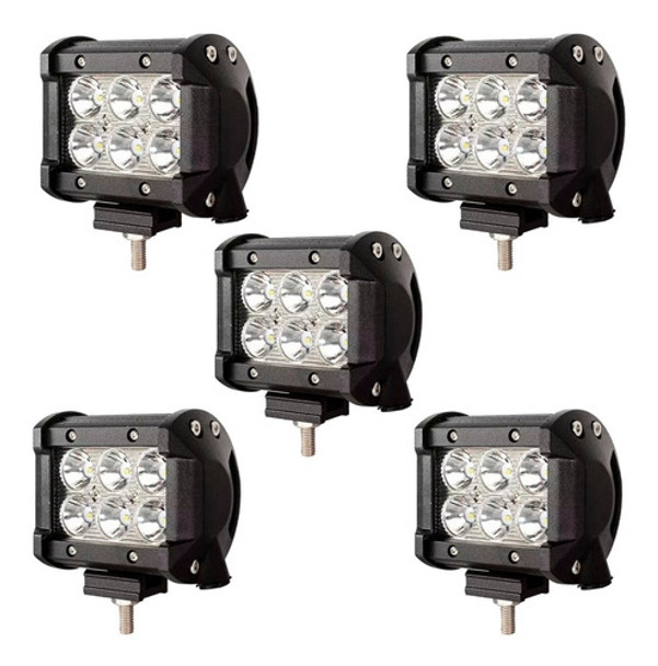 Kit 5 Faros Barra 6 Leds Auxiliar Cree Led Camion Agro 0