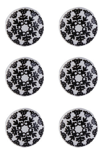 Setx6 Tirador Flor Negra De Ceramica D 4cm 0