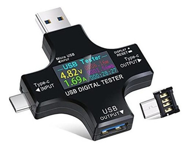 Tester Usb C Eversame Digital Medidor Voltaje Amperimetro 0