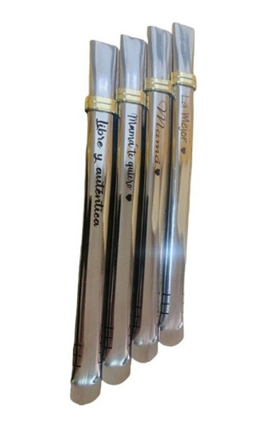 Bombillas Plana X10 Acero Inoxidable Personalizadas Grabadas 0