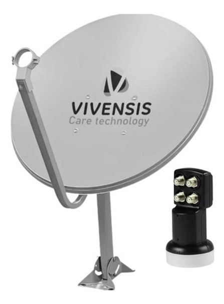 Antena Digital Parabólica Vivensis 60cm Ku + Lnbf Quadruplo 0