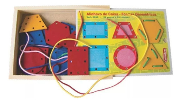 Brinquedo Educativo Alinhavo De Caixa Com Formas Geométricas 0