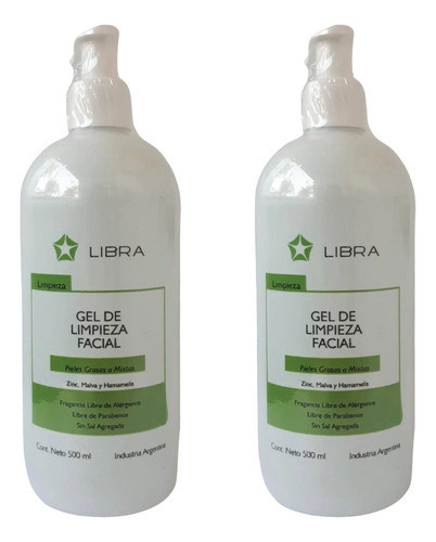 Gel De Limpieza Facial Piel Grasa O Mixta 500ml Libra X 2u 0