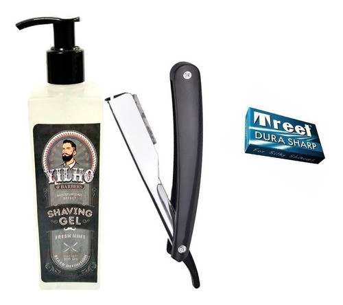 Kit Afeitado Shaving Gel De Afeitar 300 Ml + Navaja + Filos 0