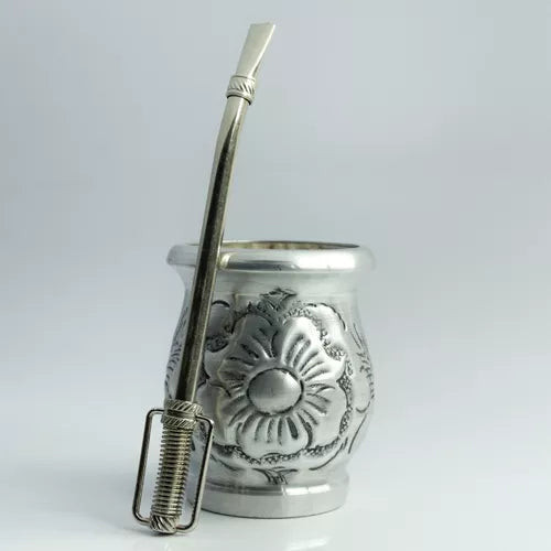 Handcrafted Whole Palo Santo Mate Set with Margarita Design Bombilla - Bombilla with Wings
