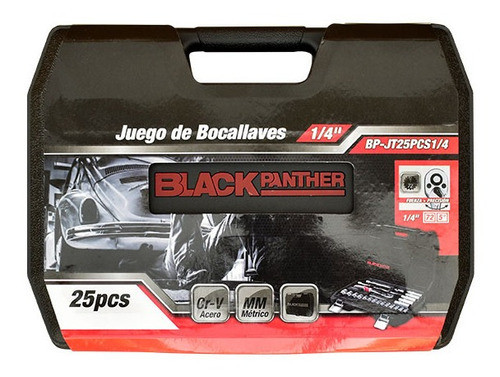Juego Kit Llave Tubos Bocallave Black Panther 25pz - 1/4 0