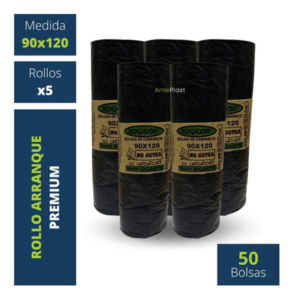 Bolsas Residuos 90x120 Antigoteo Arranque Negras X5 Rollo 0