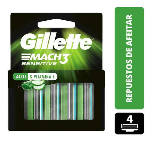 Gillette Repuesto Mach3 Sensitive Aloe X 4 Un 0