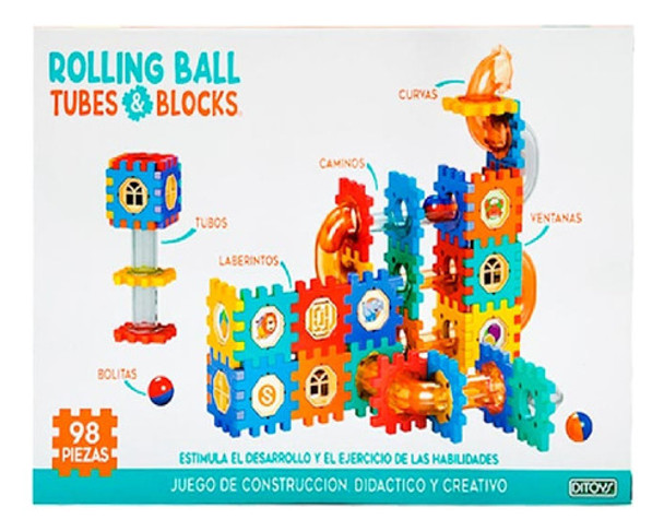 Rolling Ball Tubes & Blocks 98 Pz 2566 Ditoys 0