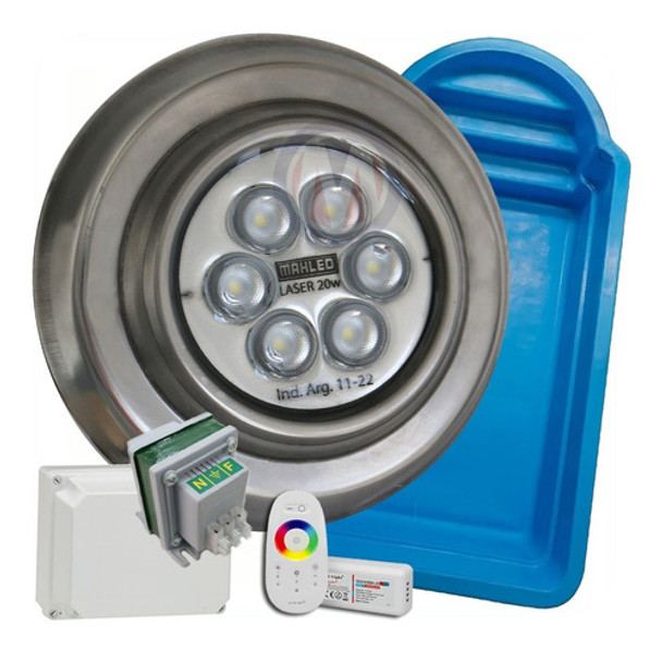 Kit Completo 1 Luz Led 20w Rgb Para Pileta De Fibra 0