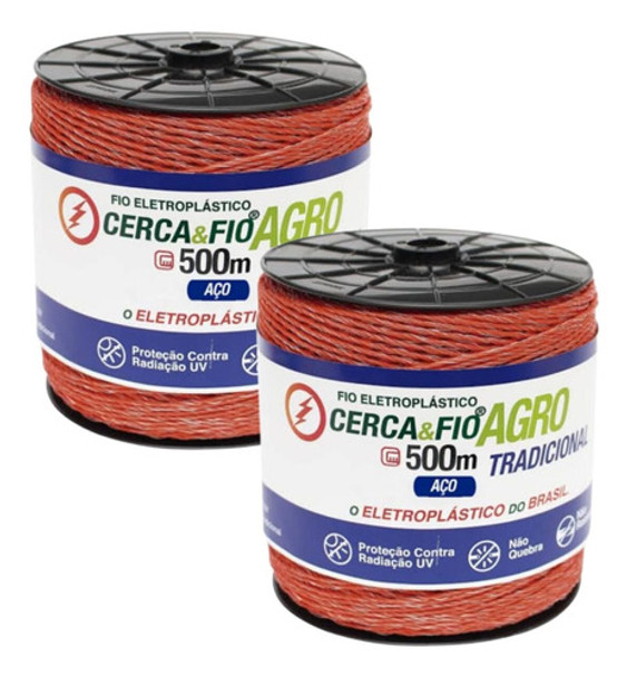 Kit 2 Un Fio Eletroplástico Cerca Rural 15x6 500m-igecast 0