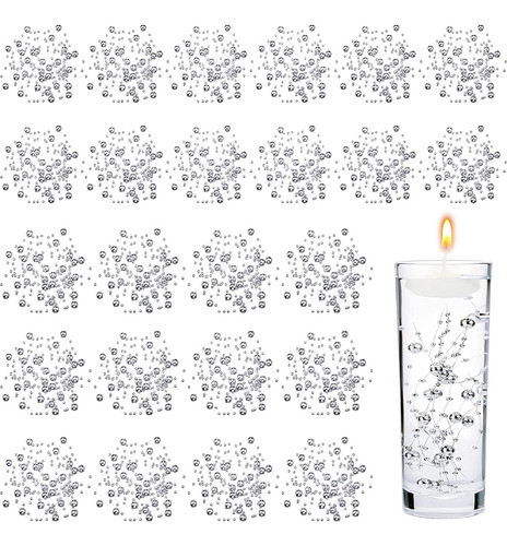 24 Tiras De Perlas Artificiales P/ Velas Flotantes Plateadas 0