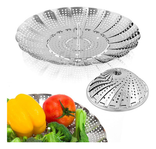 Cesta De Vapor Plegable Para Vegetales, Ajustable 14-23cm 0