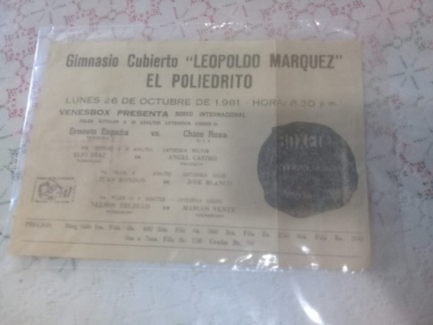Antiguo Programa De Boxeo Internacional Est.leopoldo Marquez 0