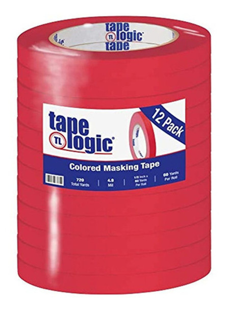 Cinta De Enmascarar De Color Rojo, 1/2 Pulgada X 60 Yardas P 0
