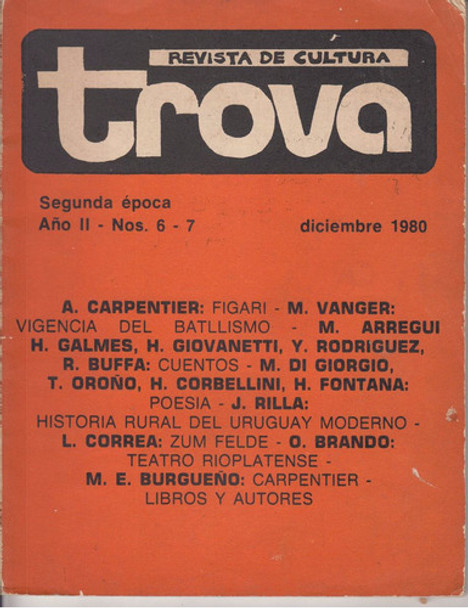 1980 Revista Cultura Trova 6/7 Uruguay Marosa Di Giorgio Etc 0