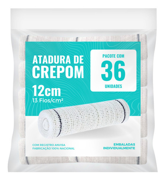 Atadura Crepom Faixa Bandagem Elástica 12cmx1.2m Kit 36 Un 0