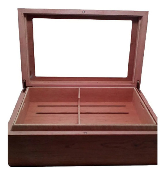 Umidor  P/75 Charutos 29x12,5x22cm Tampa De Vidro 0