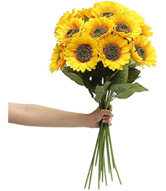 6pcs Flores De Girasol Artificiales Girasoles Falsos De Seda 0