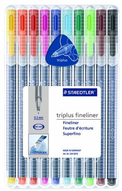 Bolígrafos Triplex Fineliner De Staedtler, Paquete De 10, Co 0