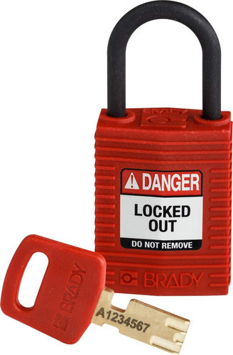Candado Bloqueo Brady Safekey Nylon Rojo Espacio Libre Con 0