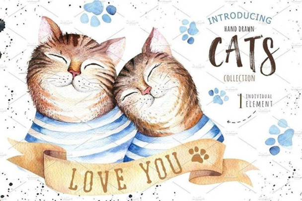 Cliparts Png Gatos Acuarela Watercolor Pa61 0