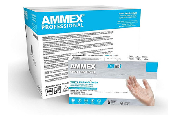Ammex Guantes Médicos De Vinilo Transparente, Estuche De 100 0 Ammex Guantes Médicos De Vinilo Transparente, Estuche De 100 0