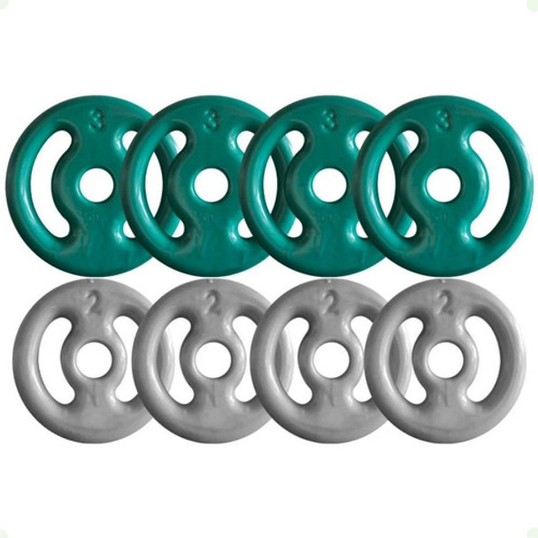 Combo Com 8 Anilhas Emborrachadas - 20 Kg 0 Combo Com 8 Anilhas Emborrachadas - 20 Kg 0