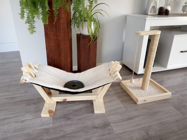 Cama Hamaca Paraguaya Para Gatos + Rascador Juguete 0