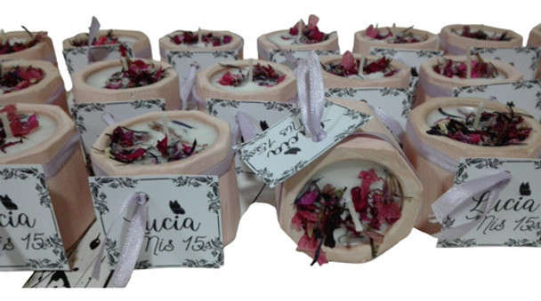 Souvenirs Con Vela Y Flores Secas 30 Unidades Personalizadas 0